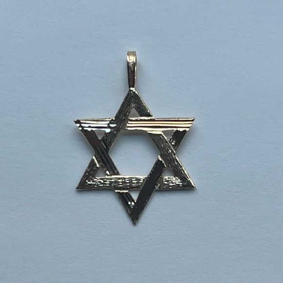 14k Solid Yellow Gold Star of David Pendant | 14K Star of David charm | - Picture 1 of 8
